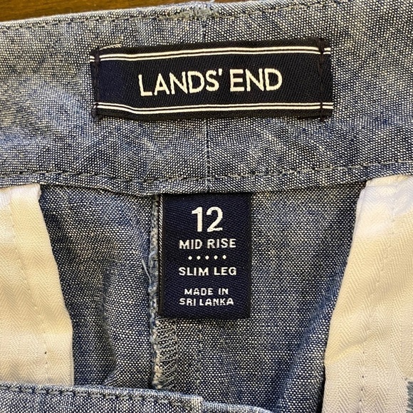 Lands End 12 Mid Rise Slim Leg Womens Pants Heathered Blue 100% Cotton - Picture 9 of 13